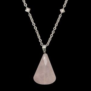Deb Guyot Vintage Sterling Silver Rose Quartz Pendant Enhancer